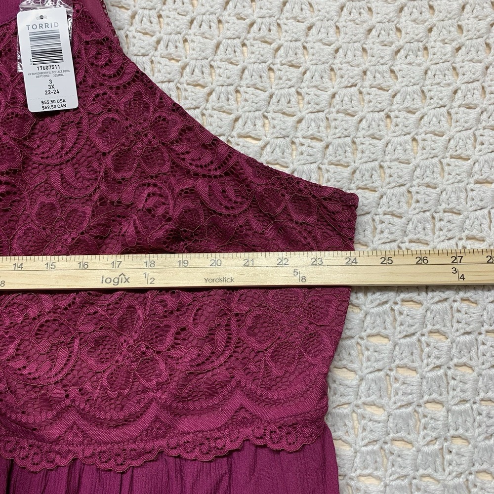 NWt Torrid Purple Shirt Top Blouse Women's 3X Lace Shell Lined Sweet Sleeveless - Picture 6 of 11
